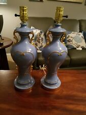 Antique Victorian French Urn Lamps in beautiful baby blue early 19th century HTF picture