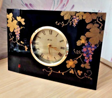 Vintage Lily Yamanaka Lacquerware Quartz Lacquer Stand Table Mantel Clock Japan picture