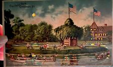1914 HOLD to LIGHT antique POSTCARD Chicago Illinois GARFIELD PARK American Flag picture