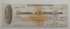 1883 Old Colony Steamboat Co Check Boston MA Mass National Bank Ship vignette picture