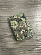 1985 1986 Vintage Zippo Lighter - Army Camo Camouflage Green Olive Drab Matte picture