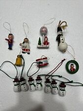 Lot Qty 15 Mixed Wood Snowman Christmas Ornament picture