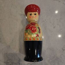 Vintage USSR 13.5 Inch Matryoshka Wood Doll Woman W/ Flowers Hand Painted picture