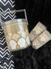 VTG MCM HJ Stotter Acrylic Ice Bucket & Matching Set Of 4 Cups Seashell Design picture