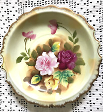 Victorian Japanese Porcelain Handpainted Wash Bowl Basin/Plate Roses Gold Rimmed picture