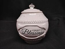 Ceramic Count Your Blessings Cookie Jar White with Lid 7 x 6 picture