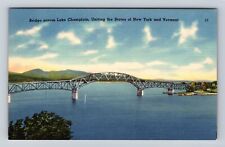 NY-New York, Aerial Bridge Across Lake Champlain, Antique, Vintage Postcard picture