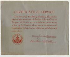 1940s Set 2 Certificates Of Service Student Activity Units Huntingdon College AL picture