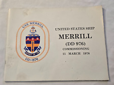 Navy USS Merrill DD-976 Destroyer Commissioning March 1978 Book / Cruise picture