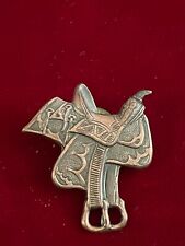 Detailed Thin Copper Wester Cowboy Horse Saddle Vtg Eighties Lapel Pin 1.5