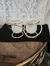 Partylite GEMINI Tealight Votive Holders P7106~Set of 2~ Frosted Glass/Gold Tone picture