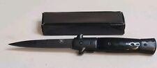 Kriegar German Stiletto Folding Knife 19BK1833 NIB Black Handle picture