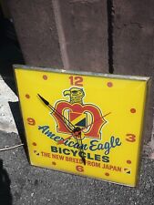 Rare Vintage Original American Eagle Bicycles Pam Advertising Clock Sign Gas Oil picture