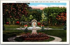 Peoria Illinois, 1948Electric Fountain & Rose Arbor Glen Oak Park Old Postcard picture
