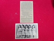 Dionne Quintuplets Advertising Promotion Card with Visit Instructions & Postcard picture