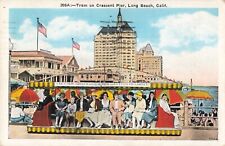 Tram on Crescent Pier Long Beach California CA 1937 Postcard picture