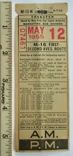 1955 NYCTA M-15 1st 2nd Av Routes New York City Transit NYC Bus Transfer Ticket picture