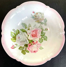 Vintage 1940's Porcelain Bowl Pink Roses JSV Bavaria Collectible Dining Bowl picture