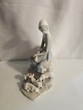 Vintage Retired Lladro Porcelain Figurine Girl with Piglets #4572 (No Box) picture