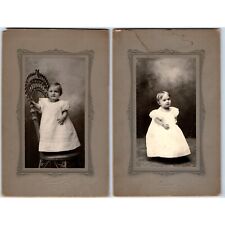 x2 LOT c1890s Greene, IA Cute Little Girl Cabinet Card Photos Doore Reynolds 5A picture