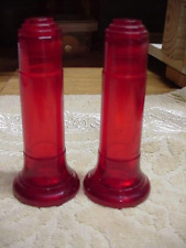 RARE Vintage Salt/Pepper S&P Shakers STRAWBERRY RED CLEAR LIKE JELLO BAKELITE picture