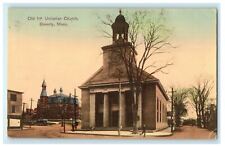 1908 Old First Unitarian Church Trolley Train Beverly Massachusetts MA Postcard picture