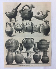 1872 magazine engraving~ VASES FROM THE PHOENICIAN TOMBS AT DALL picture