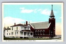St Ignace MI-Michigan, St Ignatius Church & Parsonage, Antique, Vintage Postcard picture