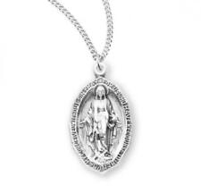 Beautiful Sterling Silver Oval Miraculous Medal Size 0.9in  x 0.5in picture