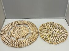 2 Vtg Mid Century Shell Doily Trivets Seashell Circle Design Hot Pad Decorative picture