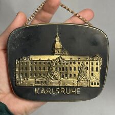 Vintage Brass Cast Western Germany Karlsruhe Palace Wall Plaque Art Castle picture