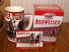 2018 Budweiser Anheuser Busch Beer Holiday Christmas Stein, NIB w/ COA BEAUTIFUL picture