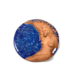 Paul Verhoeven Signed Wall Art Pottery Woman Sculpture Lunar Moon Celestial Blue picture