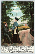 1905 WATERTOWN MASS ROMANTIC COUPLE ROADSIDE EARLY UNDIVIDED POSTCARD P3707 picture