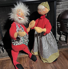 Set/2 Vintage 28” ANNALEE Mr & Mrs Santa Claus Christmas Mobilitee Dolls 1970 picture