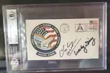 SPRING & WALKER autographed STS-61B FDC NASA ASTRONAUTS BECKETT SLABBED picture