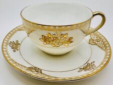 Vintage Noritake Morimura Japan Applied Gold Rose Moriage Cup & Saucer; Teacup 2 picture