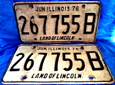 2 Illinois Land of Lincoln Truck B Metal 1976 Expired License Plates 267755B picture