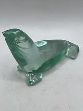 Vintage Aqua Marine Blue Green Glass Seal Figurine Sea Lion Paperweight 4