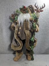 Vintage primitive Christmas Shelf Sitter Santa Claus Figure With Tree & Deer 18