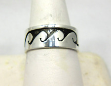 Native American Wave Water Ring Size 11 Navajo Band Signed P Skeets Silver #49 picture