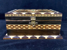 VINTAGE MOROCCAN TRINKET BOX WITH INTRICATE INLAY WOOD AND BONE - ESTATE picture