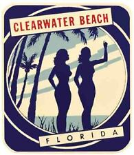 Clearwater Beach Florida   Vintage  1950's Style Travel Decal  Sticker girls picture