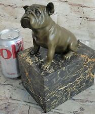French Bulldog (medium) on marble statue figure Hot Cast Bronze Collector Origin picture