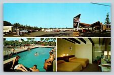 1966 Brookside Motel Classic Cars Pool Beds ELLSWORTH Maine VINTAGE Postcard picture