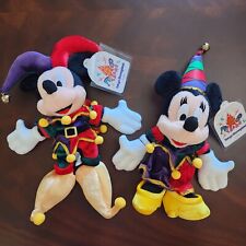 Vintage Tokyo Disneyland Parks Japan Mickey & Minnie Jester Plush Toy Lot picture