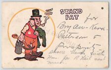 Stand Pat Man Smoking Pipe Humor Funny Postcard Vintage 1908 TN picture