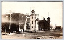Hinckley Minnesota~Business Street Past High School~Bell Tower~1908 RPPC picture