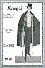 1920's KRIEGCK BALMANA & RABAU MENS FASHION DANDY ANTIQUE FASHION ADVERTISEMENT picture