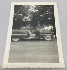 Found B&W Vintage Photo 1950-60's Group of People in Car in Front of Trees picture